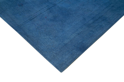 Handmade Area Rug – Blue Floral Vintage Handwoven Turkish Cotton Wool Carpet 11'5''x13'5''