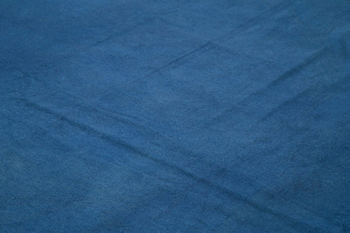 Handmade Area Rug – Blue Floral Vintage Handwoven Turkish Cotton Wool Carpet 11'5''x13'5''