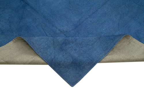 Handmade Area Rug – Blue Floral Vintage Handwoven Turkish Cotton Wool Carpet 11'5''x13'5''