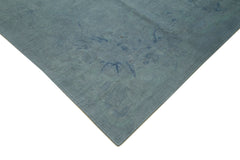 Needlepoint Blue Floral Cotton Wool Handmade Area Rug 11'3'' x 14'8''