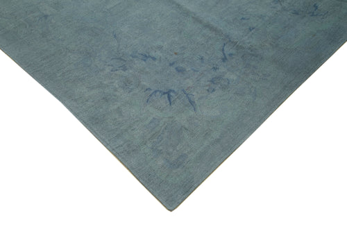 Needlepoint Blue Floral Cotton Wool Handmade Area Rug 11'3'' x 14'8''