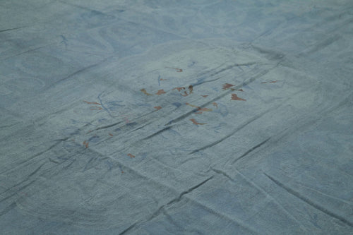 Needlepoint Blue Floral Cotton Wool Handmade Area Rug 11'3'' x 14'8''