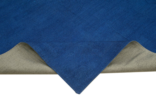 Needlepoint Blue Floral Cotton Wool Handmade Area Rug 9'4'' x 12'9''