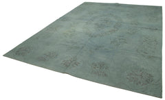 Handmade Area Rug – Vintage Wool Rug Grey Floral Pattern, Cotton Wool Carpet 8'9''x12'8''