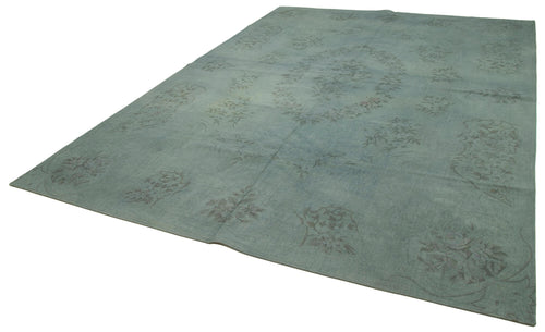 Handmade Area Rug – Vintage Wool Rug Grey Floral Pattern, Cotton Wool Carpet 8'9''x12'8''