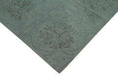 Handmade Area Rug – Vintage Wool Rug Grey Floral Pattern, Cotton Wool Carpet 8'9''x12'8''