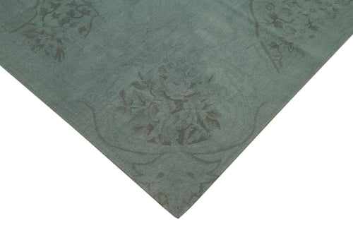 Handmade Area Rug – Vintage Wool Rug Grey Floral Pattern, Cotton Wool Carpet 8'9''x12'8''