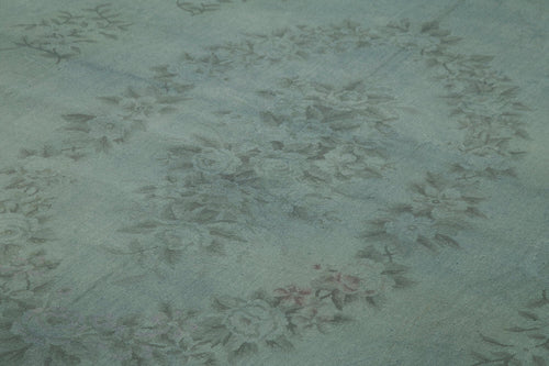 Handmade Area Rug – Vintage Wool Rug Grey Floral Pattern, Cotton Wool Carpet 8'9''x12'8''