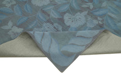 Needlepoint Blue Floral Cotton Wool Handmade Area Rug 9'2'' x 11'10''