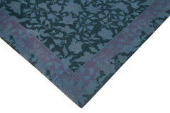 Needlepoint Blue Floral Cotton Wool Handmade Area Rug 9'7'' x 13'0''