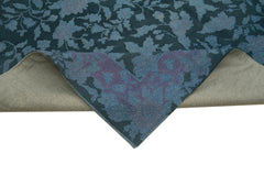 Needlepoint Blue Floral Cotton Wool Handmade Area Rug 9'7'' x 13'0''