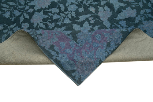 Needlepoint Blue Floral Cotton Wool Handmade Area Rug 9'7'' x 13'0''