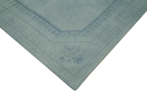 Needlepoint Blue Floral Cotton Wool Handmade Area Rug 9'1'' x 12'9''