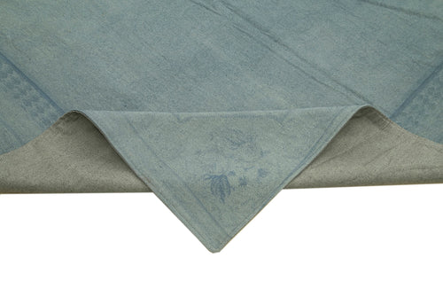 Needlepoint Blue Floral Cotton Wool Handmade Area Rug 9'1'' x 12'9''