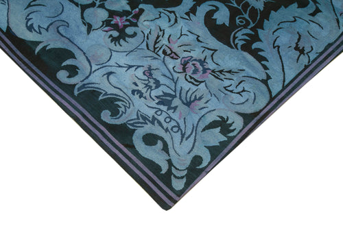 Needlepoint Purple Floral Cotton Wool Handmade Area Rug 11'9'' x 13'10''