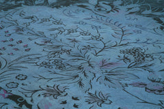 Needlepoint Purple Floral Cotton Wool Handmade Area Rug 11'9'' x 13'10''