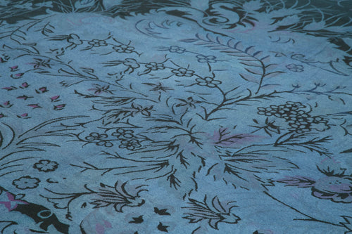 Needlepoint Purple Floral Cotton Wool Handmade Area Rug 11'9'' x 13'10''