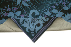 Needlepoint Purple Floral Cotton Wool Handmade Area Rug 11'9'' x 13'10''