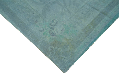 Handmade Area Rug – Blue Floral Pattern Cotton Wool Turkish Carpet 9'5''x12'8''