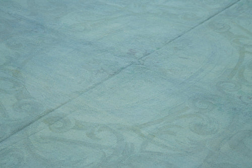 Handmade Area Rug – Blue Floral Pattern Cotton Wool Turkish Carpet 9'5''x12'8''