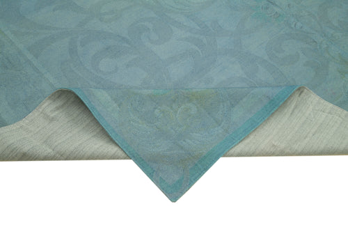 Handmade Area Rug – Blue Floral Pattern Cotton Wool Turkish Carpet 9'5''x12'8''