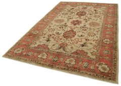 Tebriz Beige Classic Cotton Wool Handmade Area Rug 6'2'' x 9'5''