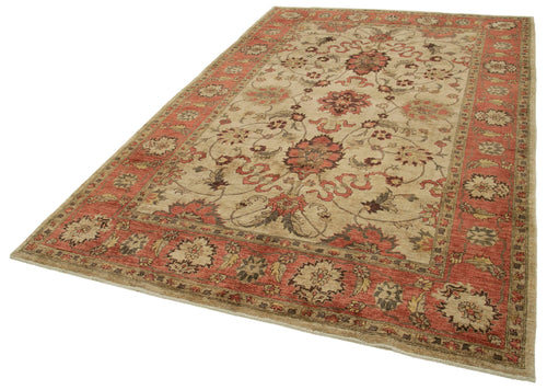 Tebriz Beige Classic Cotton Wool Handmade Area Rug 6'2'' x 9'5''