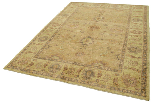 Tebriz Beige Classic Cotton Wool Handmade Area Rug 6'2'' x 8'10''