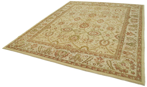Handmade Area Rug – Classic Beige Cotton Wool Turkish Vintage Carpet 9'x11'6"