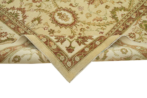 Handmade Area Rug – Classic Beige Cotton Wool Turkish Vintage Carpet 9'x11'6"