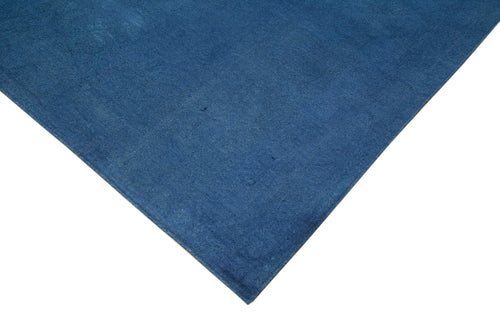 Handmade Area Rug – Blue Floral Pattern Cotton Wool Vintage Carpet 9'3''x12'10''