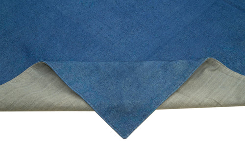 Handmade Area Rug – Blue Floral Pattern Cotton Wool Vintage Carpet 9'3''x12'10''