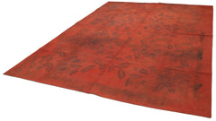 Handmade Area Rug – Needlepoint Red Floral Cotton Wool Carpet 9'1'' x 11'9''