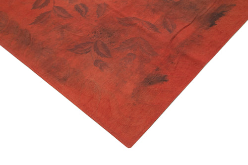 Handmade Area Rug – Needlepoint Red Floral Cotton Wool Carpet 9'1'' x 11'9''