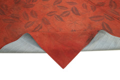 Handmade Area Rug – Needlepoint Red Floral Cotton Wool Carpet 9'1'' x 11'9''