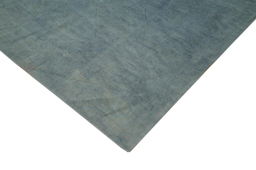 Needlepoint Blue Floral Cotton Wool Handmade Area Rug 10'8'' x 14'5''