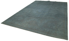 Handmade Area Rug - Vintage Wool Rug Grey Floral Carpet 9'0''x12'5'' Cotton Wool