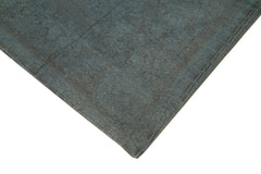 Handmade Area Rug - Vintage Wool Rug Grey Floral Carpet 9'0''x12'5'' Cotton Wool