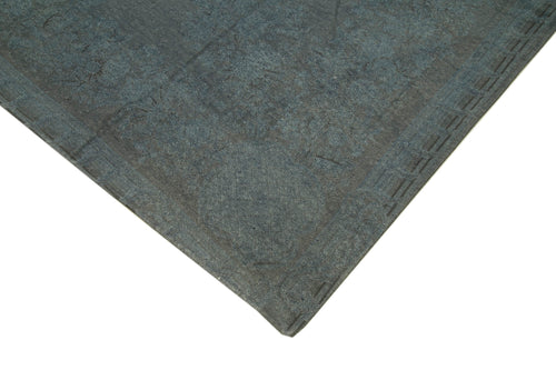 Handmade Area Rug - Vintage Wool Rug Grey Floral Carpet 9'0''x12'5'' Cotton Wool