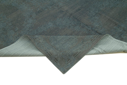 Handmade Area Rug - Vintage Wool Rug Grey Floral Carpet 9'0''x12'5'' Cotton Wool