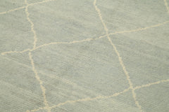 Purpleocco Blue Geometric Wool Cotton Handmade Rug 6'2'' x 9'1''