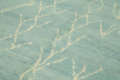 Purpleocco Blue Geometric Wool Cotton Handmade Rug 6'1'' x 9'3''