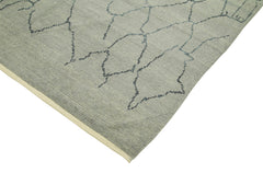 Purpleocco Grey Geometric Wool Cotton Handmade Rug 6'2'' x 9'1''