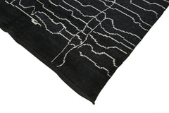 Purpleocco Black Geometric Wool Cotton Handmade Rug 6'3'' x 10'2''