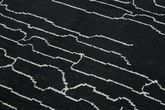 Purpleocco Black Geometric Wool Cotton Handmade Rug 6'3'' x 10'2''