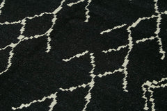 Purpleocco Black Geometric Wool Cotton Handmade Rug 6'4'' x 9'4''