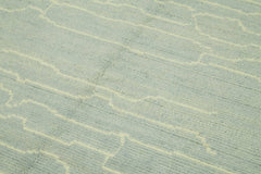 Purpleocco Blue Geometric Wool Cotton Handmade Rug 6'3'' x 9'10''