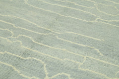 Purpleocco Blue Geometric Wool Cotton Handmade Rug 6'5'' x 10'0''