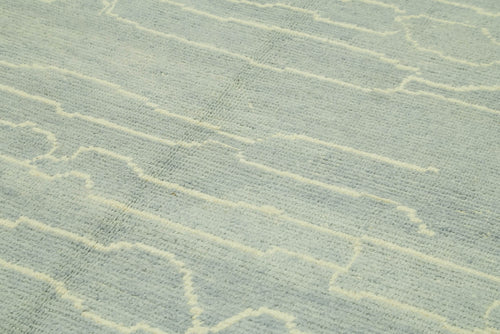 Purpleocco Blue Geometric Wool Cotton Handmade Rug 6'5'' x 10'0''