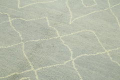 Purpleocco Blue Geometric Wool Cotton Handmade Rug 6'0'' x 10'0''